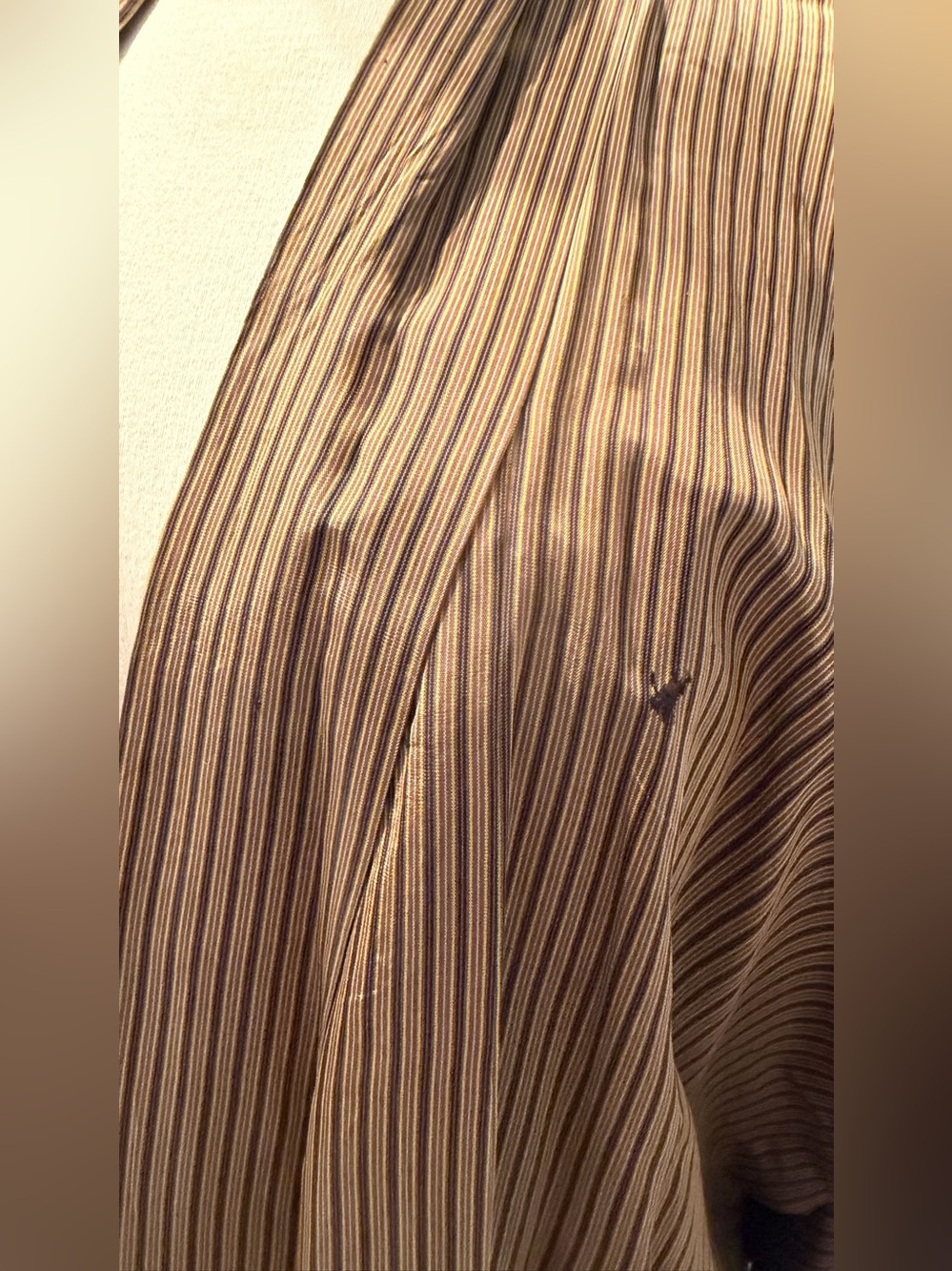 Vintage Japanese Silk Kimono Maxi Robe Tokugawa Crest Tsumugi Striped AS IS - Picture 11 of 16